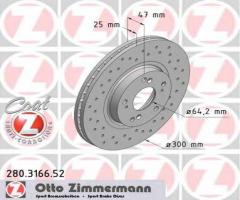Zimmermann 280.3166.52 tarcza hamulcowa honda accord 03-08, honda accord vii (cl)