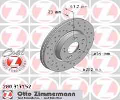 Zimmermann 280.3171.52 tarcza hamulcowa honda civic 06-, honda fr-v (be)
