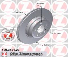 Zimmermann 150.3451.20 tarcza hamulcowa bmw x5 e70 07- tył, bmw x6 (e71, e72)