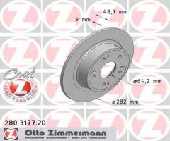 Zimmermann 280.3177.20 tarcza hamulcowa honda accord 08- tył, honda accord viii (cu)