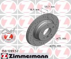 Zimmermann 150.1289.52 tarcze hamulcowe tył bmw 3 e46 nawiercana sport , bmw 3 (e46)