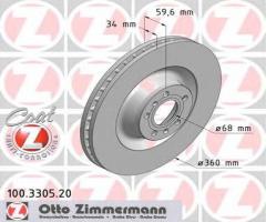 Zimmermann 100.3305.20 tarcza hamulcowa audi a8 03- wen., audi a8 (4d2, 4d8), vw phaeton (3d_)