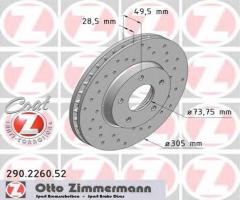 Zimmermann 290.2260.52 tarcza hamulcowa jaguar xj8 97-03, daimler daimler xj (x30_)