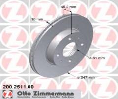 Zimmermann 200.2511.00 tarcza hamulcowa nissan almera 95-00 1,6i-2,0d