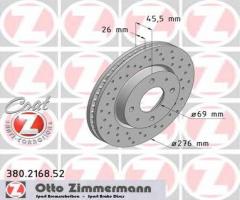 Zimmermann 380.2168.52 tarcza hamulcowa mitsubishi lancer 03-07 przód, mitsubishi galant vi (ea_)