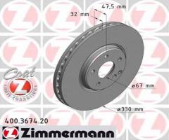 Zimmermann 400.3674.20 tarcza hamulcowa mercedes w211 e-klasa 03-09 4matic