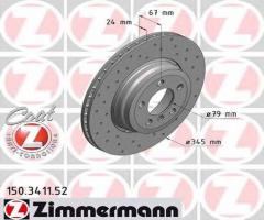Zimmermann 150.3411.52 tarcza hamulcowa bmw 7 e65/e66 01-08 tył wen., bmw 7 (e65, e66, e67)