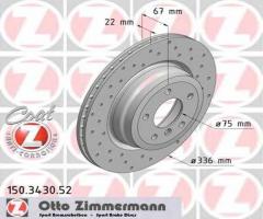 Zimmermann 150.3430.52 tarcza hamulcowa bmw 3 e90 05- tył wen., bmw 3 (e91) touring 