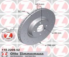 Zimmermann 110.2209.52 tarcza hamulcowa fiat bravo 07- przód, alfa romeo 155 (167), fiat 500 (312)