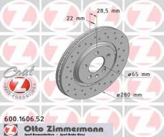 Zimmermann 600.1606.52 tarcza hamulcowa vw golf iii 91-97 2,0-2,8 vr6, seat toledo i (1l)