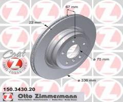 Zimmermann 150.3430.20 tarcza hamulcowa bmw 3 e90 05- tył wen., bmw 3 (e91) touring 