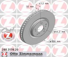 Zimmermann 280.3178.20 tarcza hamulcowa honda accord 08-, honda accord viii (cu)