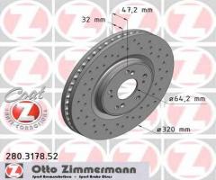 Zimmermann 280.3178.52 tarcza hamulcowa honda accord 08-, honda accord viii (cu)