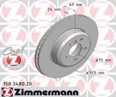 Zimmermann 150.3480.20 tarcza hamulcowa bmw 5 f10 10- tył, bmw 6 (f13) coupe 