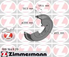 Zimmermann 100.1649.20 bęben hamulcowy skoda fabia 00-, audi a2 (8z0), seat ibiza iv (6l1)