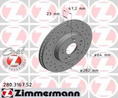 Zimmermann 280.3167.52 tarcza hamulcowa honda cr-v ii 02-06, honda civic vii hatchback (eu, ep, ev)