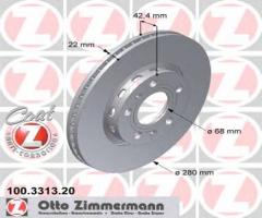 Zimmermann 100.3313.20 tarcza hamulcowa audi a8 03- tył, audi a8 (4e_), vw phaeton (3d_)