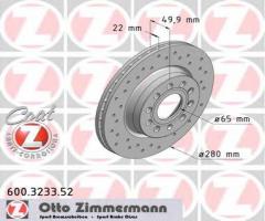 Zimmermann 600.3233.52 tarcza hamulcowa vw golf v 03 -, audi a3 kabriolet (8p7), seat leon (1p1)