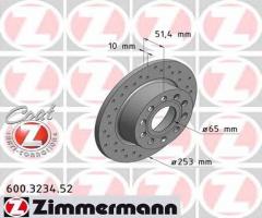 Zimmermann 600.3234.52 tarcza hamulcowa vw golf v 03-tył, audi a3 kabriolet (8p7), seat leon (1p1)
