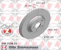 Zimmermann 590.2598.20 tarcza hamulcowa toyota avensis 09-przód, toyota avensis sedan (zrt27, adt27)