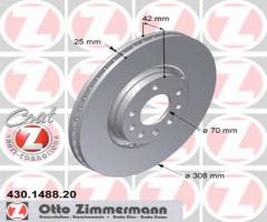 Zimmermann 430.1488.20 tarcza hamulcowa opel astra g,h 99-, opel zafira b van, saab 9-5 (ys3e)
