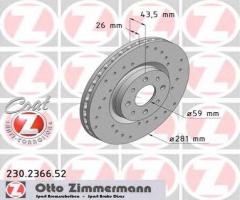 Zimmermann 230.2366.52 tarcza hamulcowa fiat stilo 04- 1,9d multijet, alfa romeo mito (955)