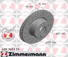 Zimmermann 400.3607.20 tarcza hamulcowa mercedes w220 s-klasa 98-05, mercedes-benz klasa s (w220)