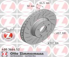 Zimmermann 400.3664.52 tarcza hamulcowa mercedes w204 citroen klasa 07-, mercedes-benz slk (r172)