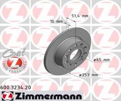 Zimmermann 600.3234.20 tarcza hamulcowa vw golf v 03-tył, audi a3 kabriolet (8p7), seat leon (1p1)