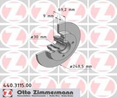 Zimmermann 440.3115.00 tarcza hamulcowa + Łożysko (1 szt.) citroen tył, citroËn ds3, peugeot 208
