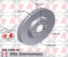 Zimmermann 230.2366.20 tarcza hamulcowa fiat stilo 04- 1,9d multijet, alfa romeo mito (955)