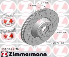 Zimmermann 150.3474.70 tarcza hamulcowa bmw 5 e60 m5 04-10 prawy przód, alpina b6 coupe (e63)