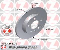 Zimmermann 100.1248.20 tarcza hamulcowa vw golf iv 98-03 tył 4motion, audi tt (8n3)