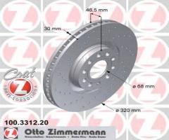Zimmermann 100.3312.20 tarcza hamulcowa audi a4 00-07 przód, audi a4 (8ec, b7)
