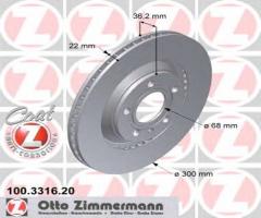 Zimmermann 100.3316.20 tarcza hamulcowa audi a4 s4 03-08 tył, audi a4 (8e2, b6)