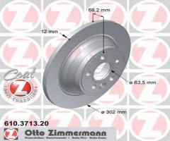 Zimmermann 610.3713.20 tarcza hamulcowa volvo s80 ii 06-tył, volvo v70 iii (bw)