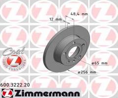 Zimmermann 600.3222.20 tarcza hamulcowa vw golf v 03-tył, audi a3 (8p1), seat altea xl (5p5, 5p8)