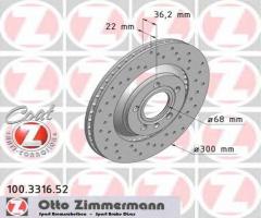Zimmermann 100.3316.52 tarcza hamulcowa audi a4 s4 03-08 tył, audi a4 (8e2, b6)