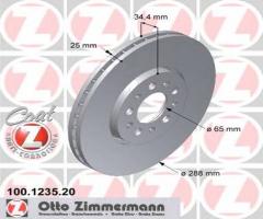 Zimmermann 100.1235.20 tarcza hamulcowa vw golf iv 97-03 1,8t, audi a3 (8l1)