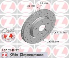 Zimmermann 430.2618.52 tarcza hamulcowa opel insignia 08-tył, chevrolet malibu (v300), opel insignia