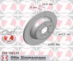 Zimmermann 250.1361.20 tarcza hamulcowa ford mondeo 07- tył, ford mondeo iv turnier (ba7)