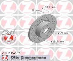Zimmermann 230.2352.52 tarcza hamulcowa fiat bravo 07- tył, alfa romeo 164 (164)