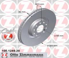 Zimmermann 100.1249.20 tarcza hamulcowa audi a6 97- 2,7t-3,0, audi a6 (4b2, c5), seat exeo (3r2)