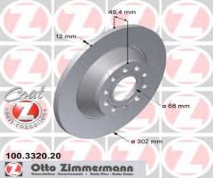 Zimmermann 100.3320.20 tarcza hamulcowa audi a6 04- tył, audi a6 (4f2, c6)
