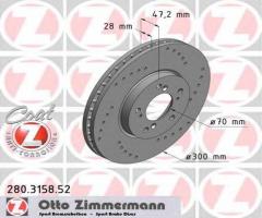 Zimmermann 280.3158.52 tarcza hamulcowa honda accord 99-02 2,2 type-r, honda accord vi (cg, ck)