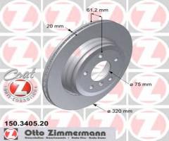 Zimmermann 150.3405.20 tarcza hamulcowa bmw 5 e60 03-10 tył wen., bmw 5 (e60)