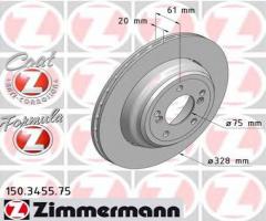 Zimmermann 150.3455.75 tarcza hamulcowa bmw 5 e39 98-03 lewy tył, bmw 5 (e39)