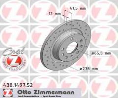 Zimmermann 430.1497.52 tarcza hamulcowa opel vectra c 02-08 tył, fiat croma (194), opel vectra c