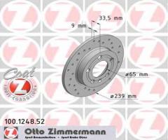 Zimmermann 100.1248.52 tarcza hamulcowa vw golf iv 98-03 tył 4motion, audi tt (8n3)