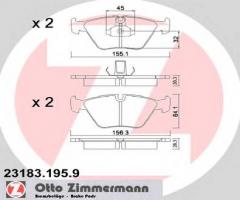 Zimmermann 23183.195.9 klocki hamulcowe bmw 3 e46 99-05, bmw x3 (e83)